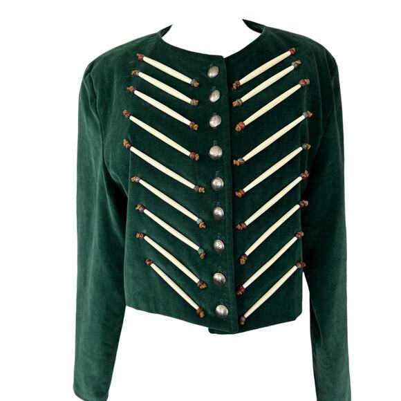 Double D Ranchwear Vintage Jacket Size Large Green Beaded Button‎ Up Western - Picture 1 of 13